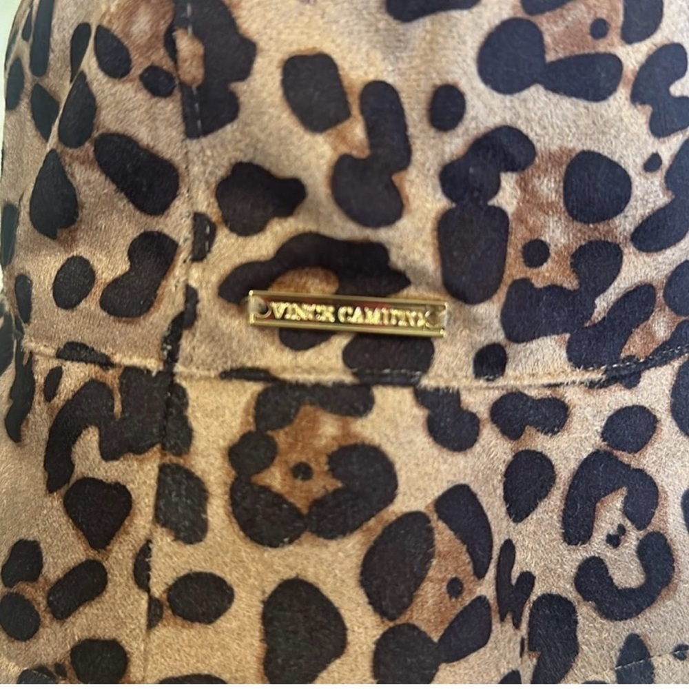 NWT Vince Camuto Leopard Print Classic Bucket Hat Faux Black Shearling Lined - Picture 2 of 4